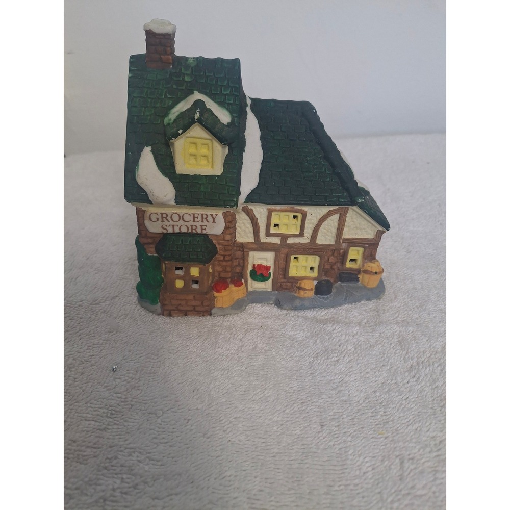 Vintage 1993 Noma Dickensville Christmas Village Grocery Store Porcelain House
